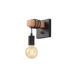 Aplique Pared Metal Negro Madera