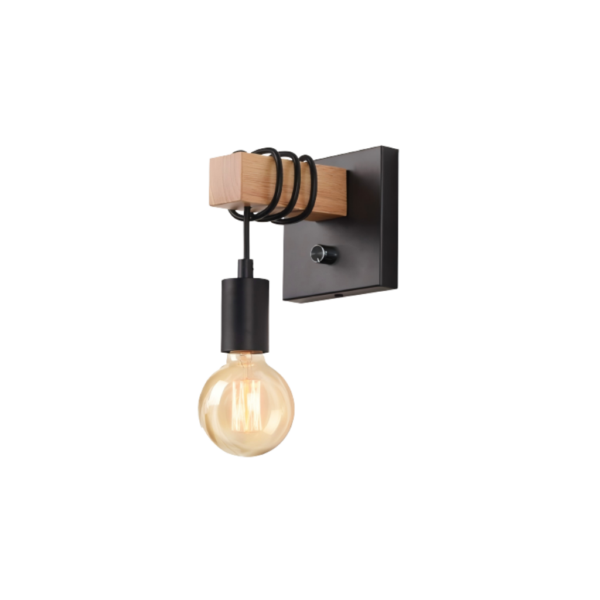 Aplique Pared Metal Negro Madera