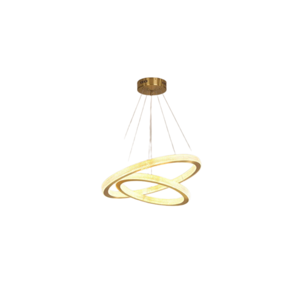 Lámpara Colgante Doble Aro Metal Dorado