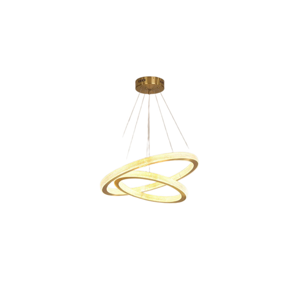Lámpara Colgante Doble Aro Metal Dorado