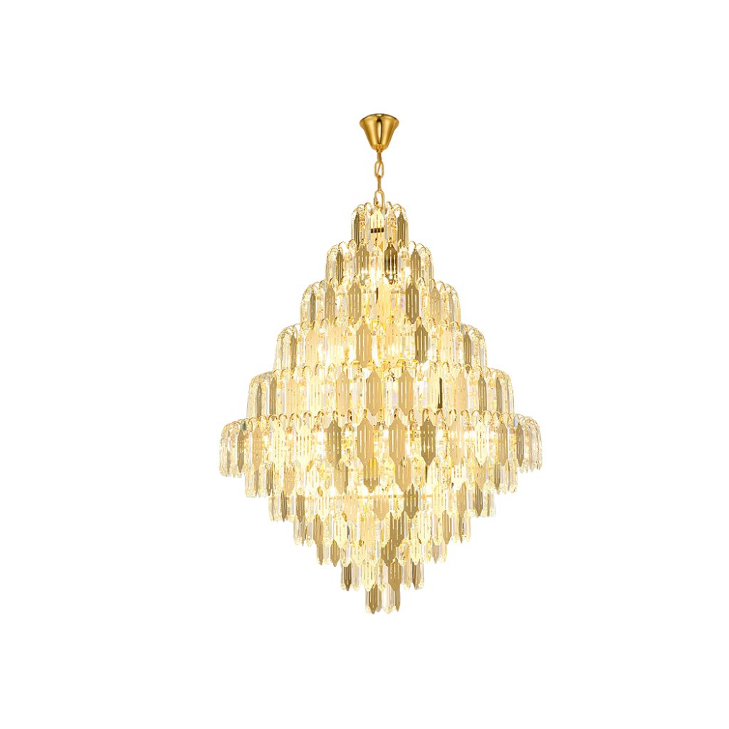 Lámpara Colgante Dorada Cristal Metal
