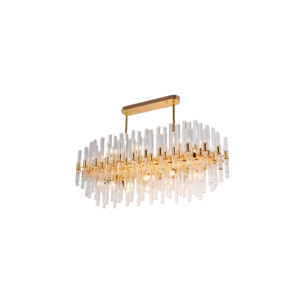 Lámpara Colgante Dorada Metal Cristal