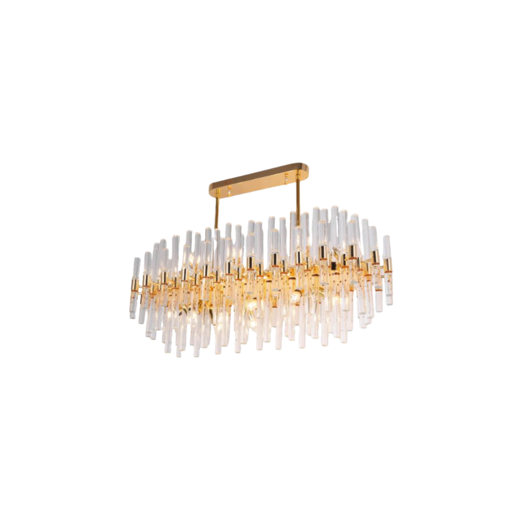 Lámpara Colgante Dorada Metal Cristal