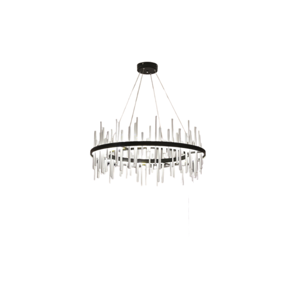Lámpara Colgante Metal Negro Cristal