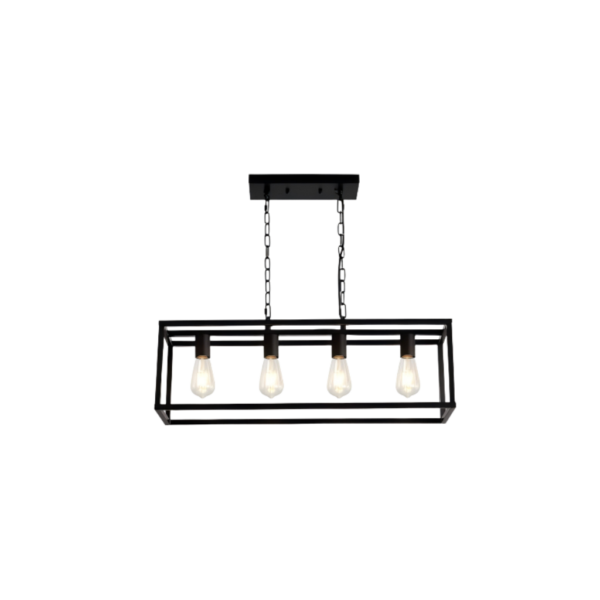 Lámpara Colgante Moderna 4 Luces Negra
