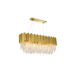Lámpara Rectangular Dorada Metal y Cristal