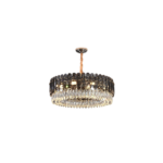 Lámpara colgante dorada metal cristal