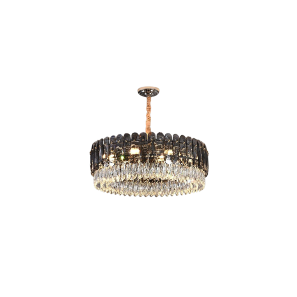 Lámpara colgante dorada metal cristal