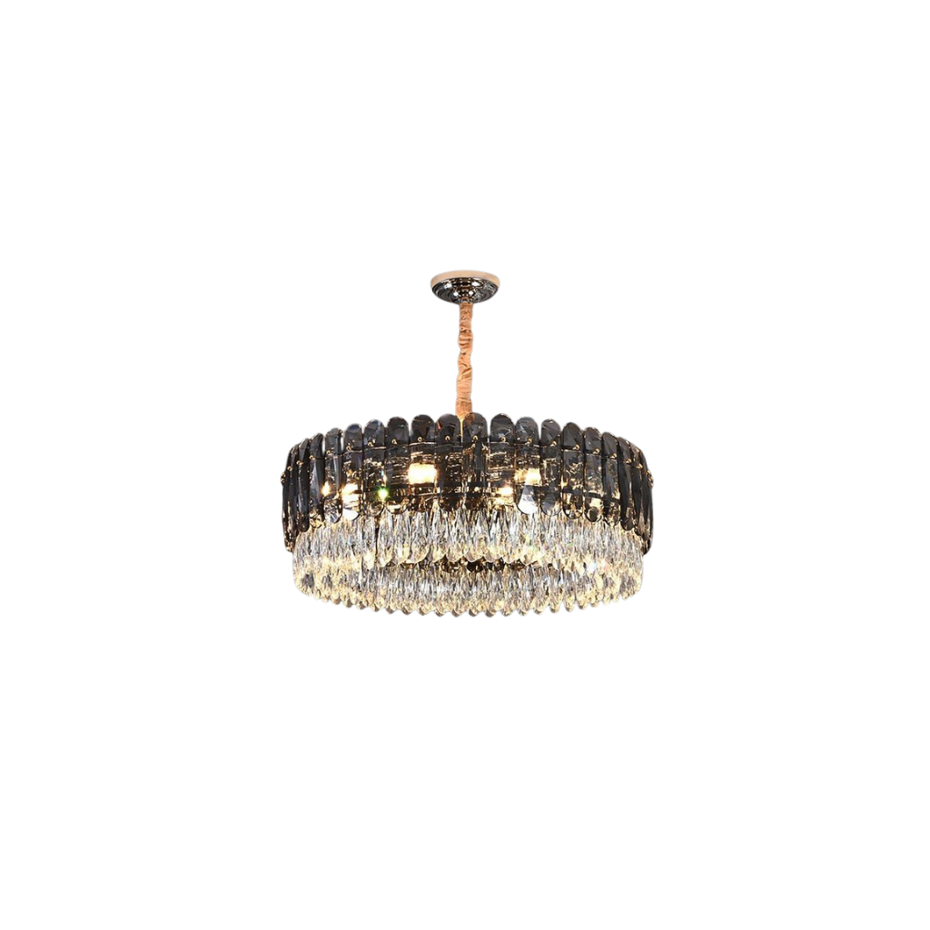 Lámpara colgante dorada metal cristal
