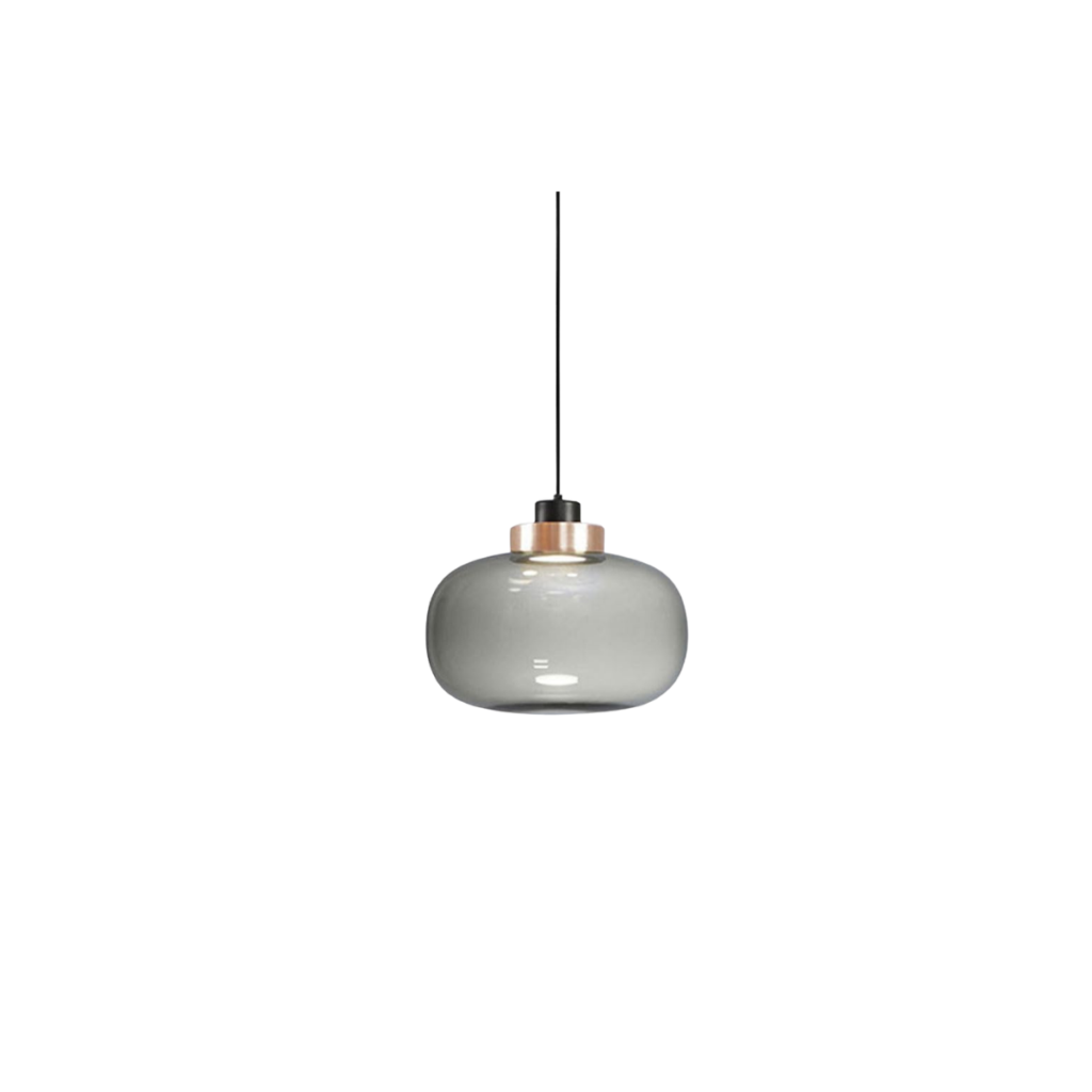 Lámpara colgante gris metal y cristal