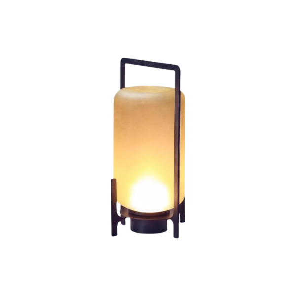 Lámpara de Mesa Metal Negro Vidrio