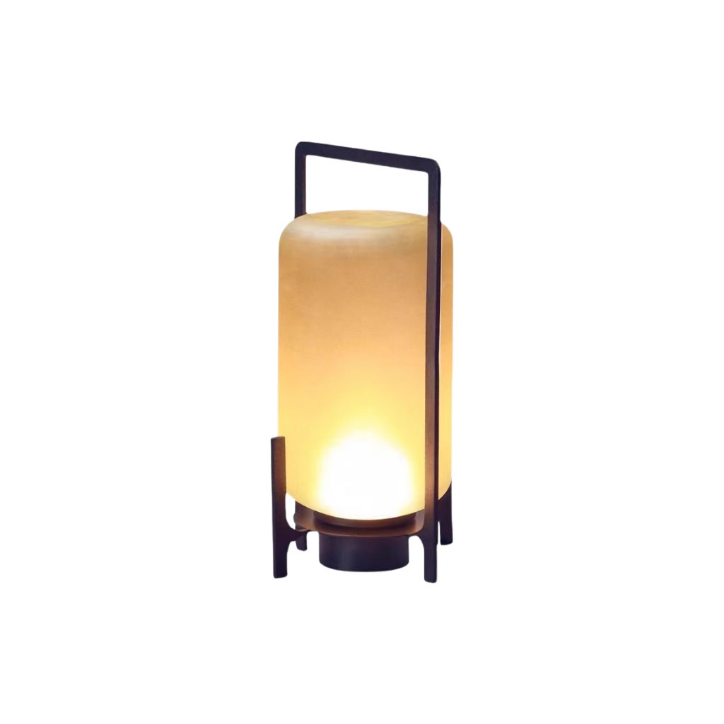 Lámpara de Mesa Metal Negro Vidrio