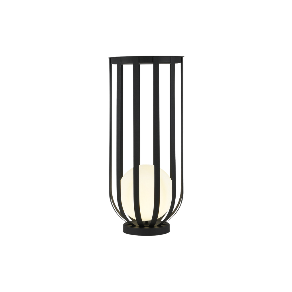 Lámpara solar de piso LED negra elegante
