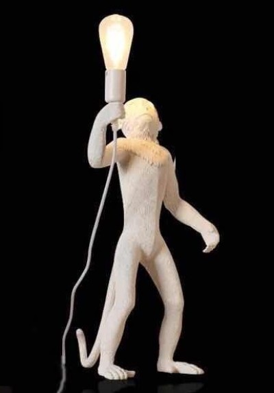 Lámpara Resina Blanca Monkey Elegante