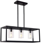 Lámpara Colgante Industrial Negra Metal Vidrio