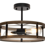 Lámpara de techo metal y madera GSM