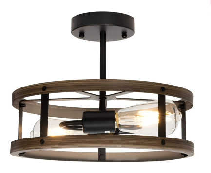 Lámpara de techo metal y madera GSM