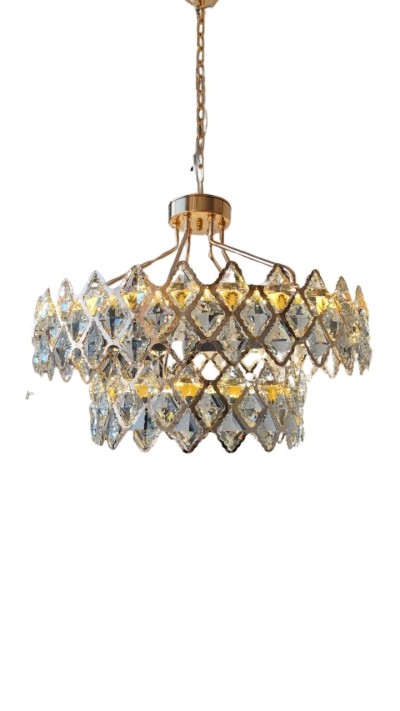 Lámpara colgante dorada de cristal elegante