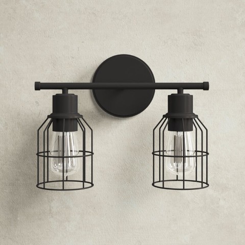 Aplique de pared doble E27 negro