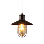 Lámpara colgante metal negro cristal